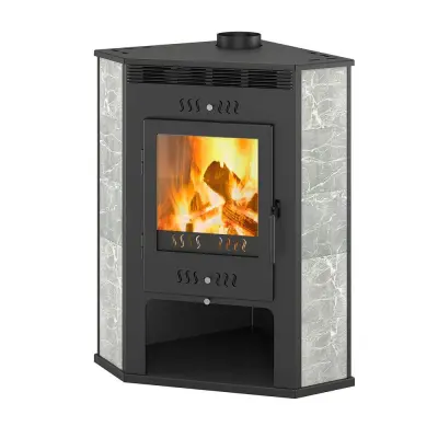 Фото Печь-Камин ASTON 11кВт (180 м3) угловой Ø 150мм Талькохлорит в магазине Woodson