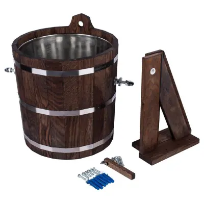 Обливное устройство Woodson с нержавеющей вставкой, 20 л., дуб в тёмном Обливное устройство Woodson с нержавеющей вставкой, 20 л., дуб в тёмном