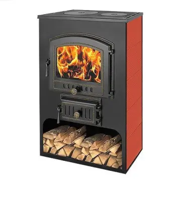 Фото Печь-Камин ВЕЗУВИЙ ПК-03 (224) с плитой "Везувий В3" красн. 12 кВт (200 м3)  Ø 150 мм в магазине Woodson