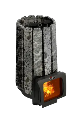 Фото Дровяная банная печь Grill'D Cometa Vega 180 Short Window Max Stone Pro (Серпентинит) в магазине Woodson