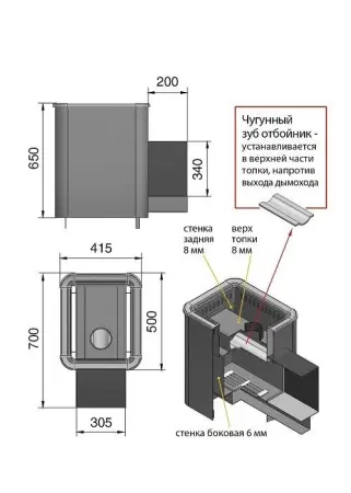 Фото Печь ВЕЗУВИЙ Русичъ Антрацит 16 Панорама "М" в магазине Woodson