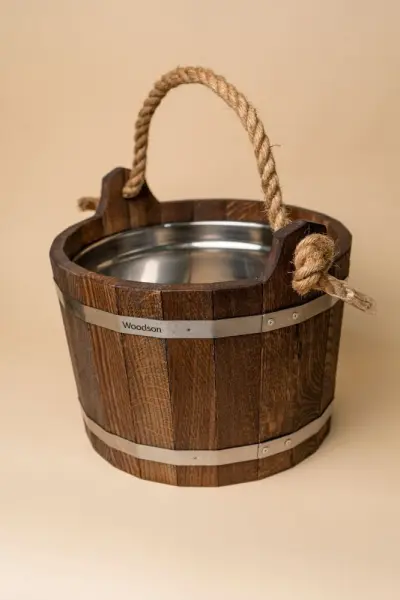 Шайка Woodson с нержавеющей вставкой, 10 л., дуб в темном