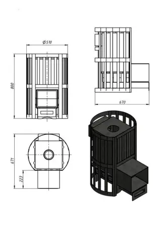 Фото Печь ВЕЗУВИЙ Ураган Стандарт 12 (ДТ-3) в магазине Woodson