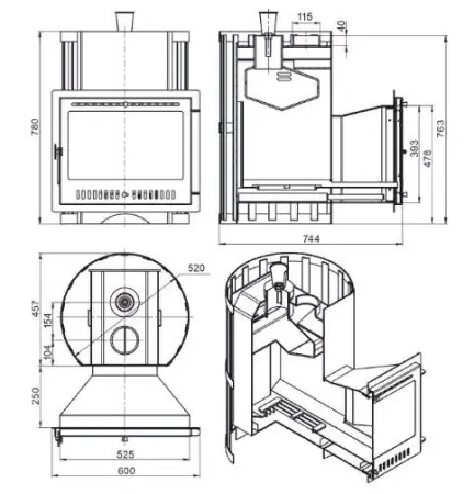 Фото Печь ВЕЗУВИЙ Скиф Парогенератор Ковка Панорама "М" в магазине Woodson