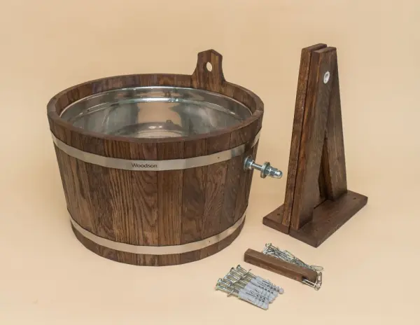 Обливное устройство Woodson с нержавеющей вставкой, 17 л., дуб в темном