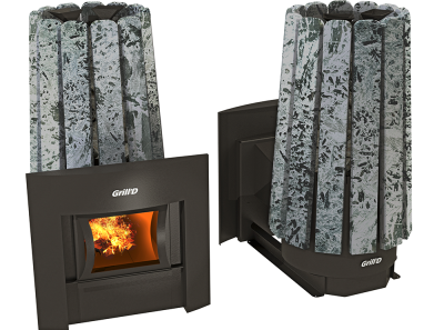Фото Дровяная банная печь Grill'D Cometa Vega 180 Window Stone (Серпентинит) в магазине Woodson