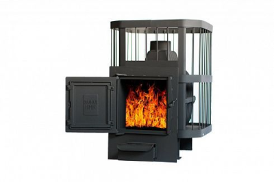 Фото Печь банная чугунная "Сибирь-20". Универсальная чугунная дверца (Сетка) в магазине Woodson