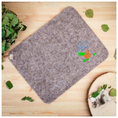 Коврик для бани «С ЛЕГКИМ ПАРОМ» серый войлок универсальный