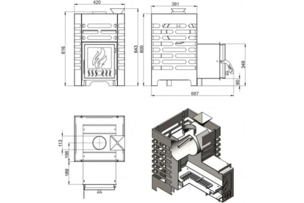Фото Печь для бани ASTON 12 стекло в магазине Woodson