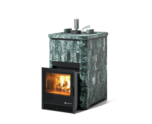Фото Печь Изистим Южная 9 закрытый верх - Камень Змеевик в магазине Woodson