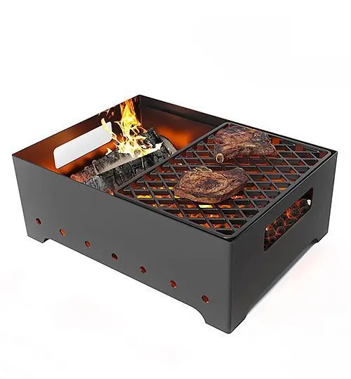 Мангал Везувий "Турист" №2 с чугунной решеткой "СТЕЙК" на подставке